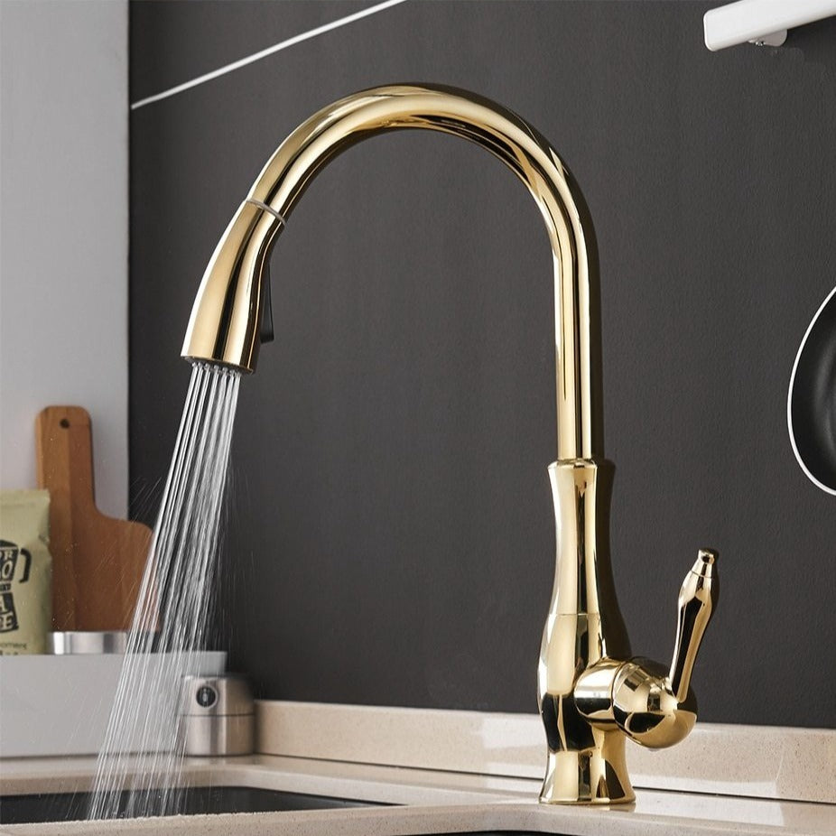 Skanto | Moderne ausziehbare Küchenarmatur – Edelstahl 360° schwenkbar mit ausziehbarem Brausekopf