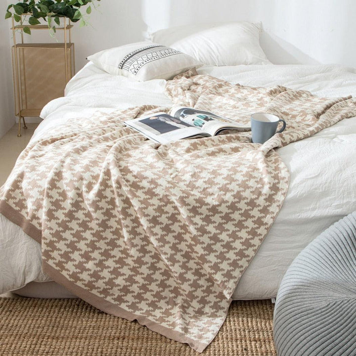 Skanto | PlaidLuxe Hahnentritt Kuscheldecke | Karodesign | Weich & Gemütlich | Verschiedene Größen