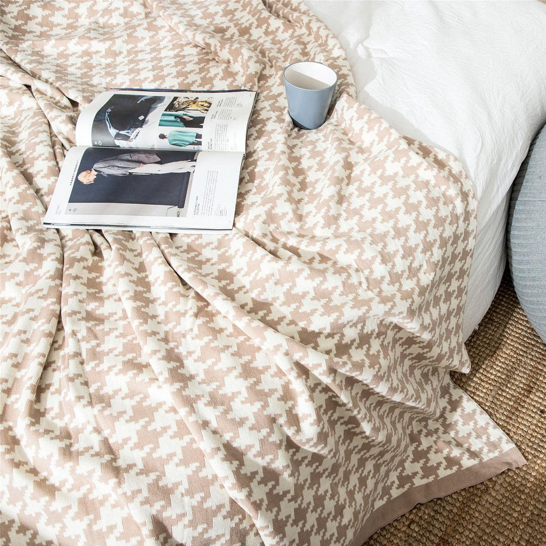 Skanto | PlaidLuxe Hahnentritt Kuscheldecke | Karodesign | Weich & Gemütlich | Verschiedene Größen