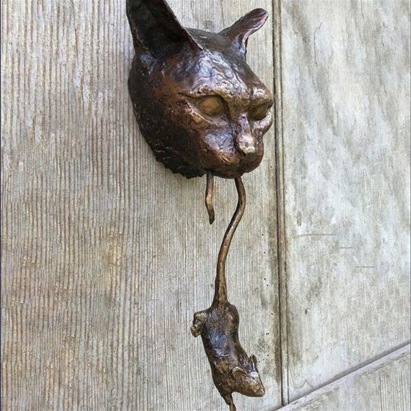 Skanto | Kreativer Katzen- und Maus-Metall-Türklopfer