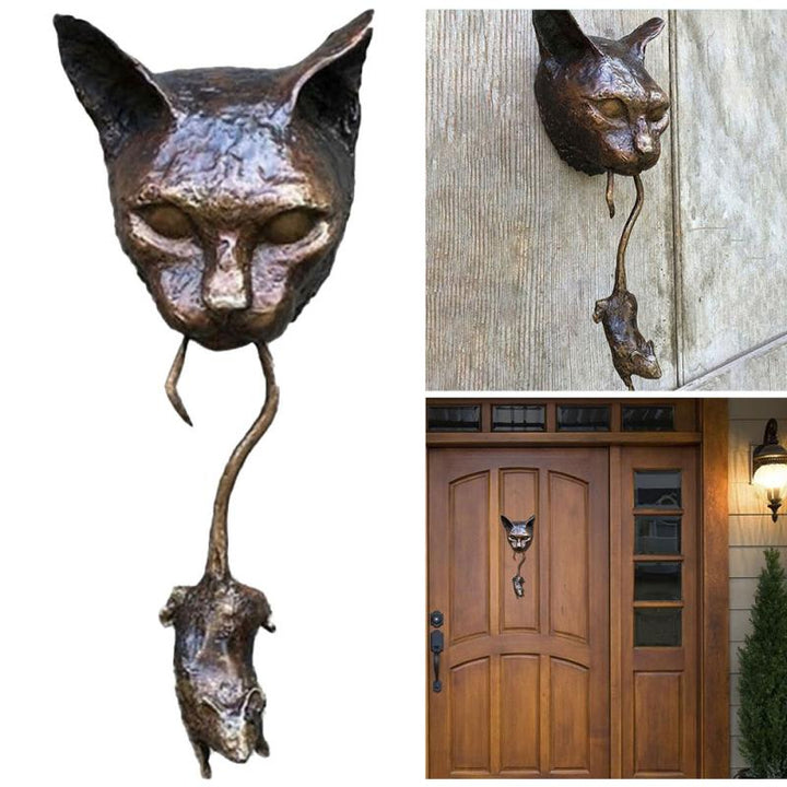 Skanto | Kreativer Katzen- und Maus-Metall-Türklopfer