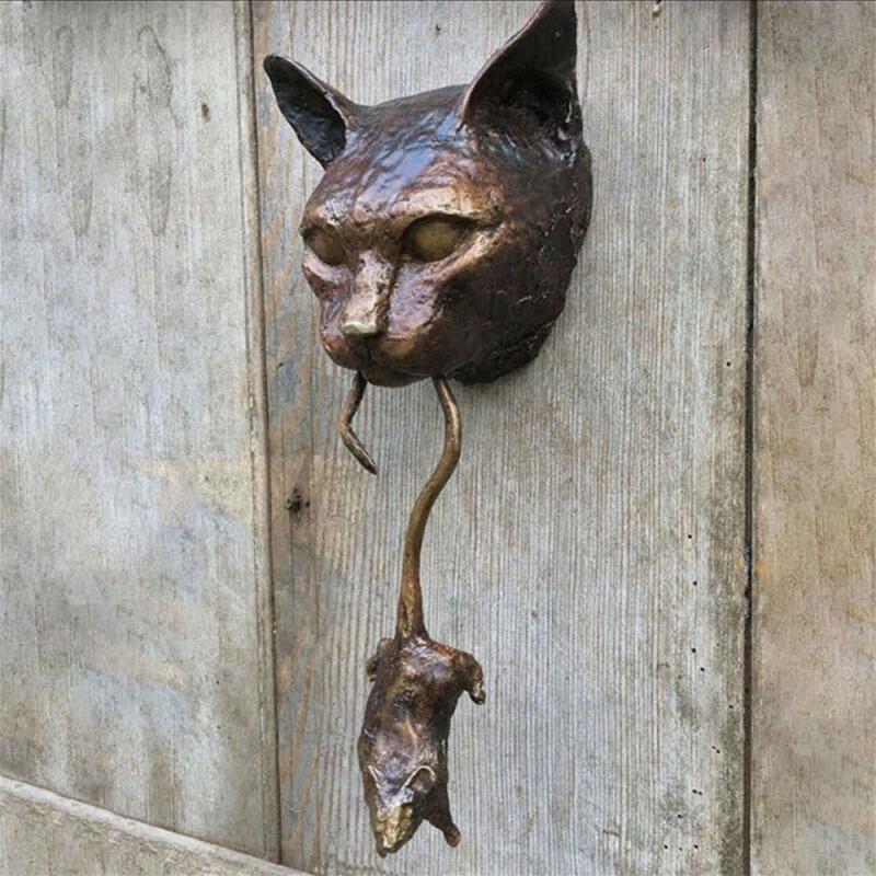 Skanto | Kreativer Katzen- und Maus-Metall-Türklopfer