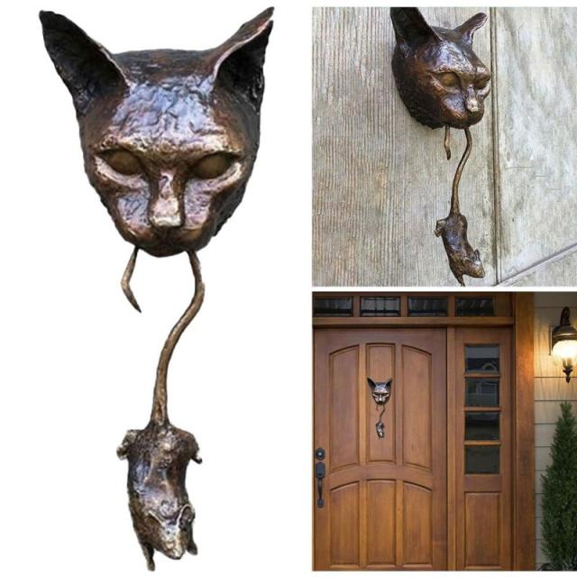 Skanto | Kreativer Katzen- und Maus-Metall-Türklopfer