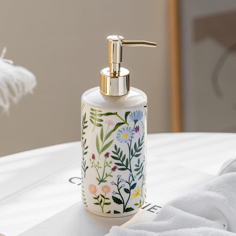 Skanto | Keramik-Seifenspender mit Blumenmotiv