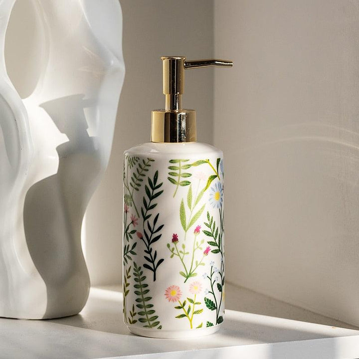 Skanto | Keramik-Seifenspender mit Blumenmotiv