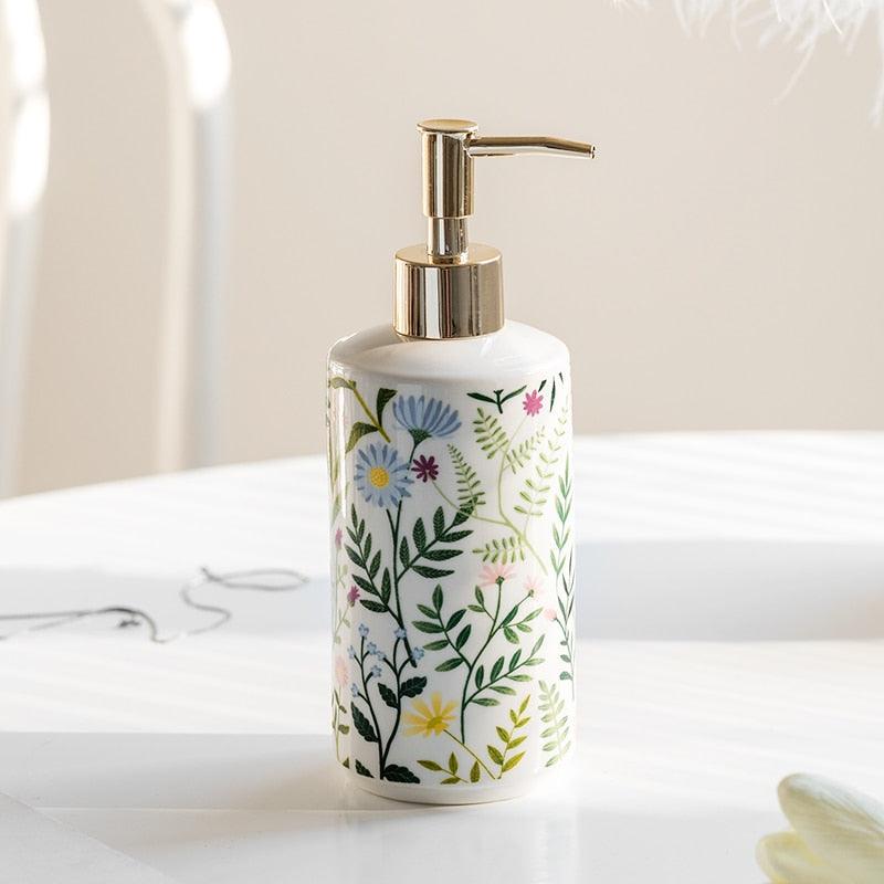 Skanto | Keramik-Seifenspender mit Blumenmotiv