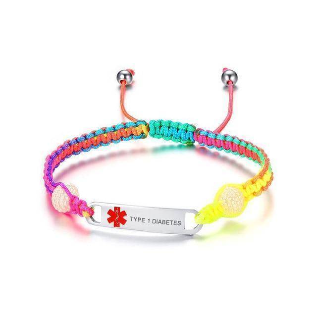Skanto | Regenbogen Medizinischer Alarm ID Armband für Kinder - Typ 1 Diabetes, Typ 2 Diabetes