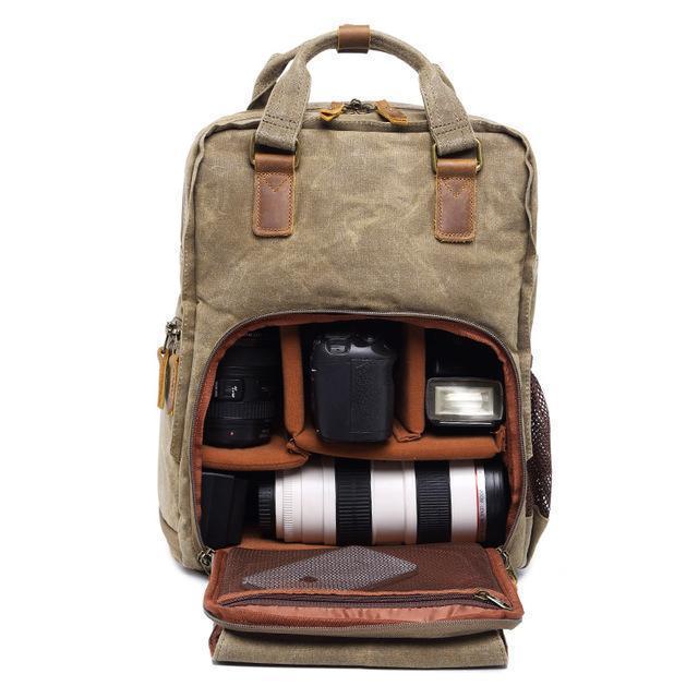 Skanto | Wasserdichter Kamera-Rucksack aus gewachstem Canvas