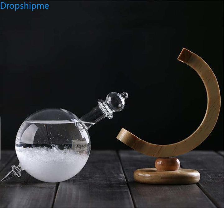 Skanto | Skanto Storm Glass Wettervorhersageflasche Kristall Schreibtischbarometer mit Holzrahmen