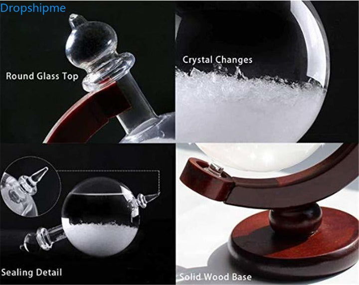 Skanto | Skanto Storm Glass Wettervorhersageflasche Kristall Schreibtischbarometer mit Holzrahmen