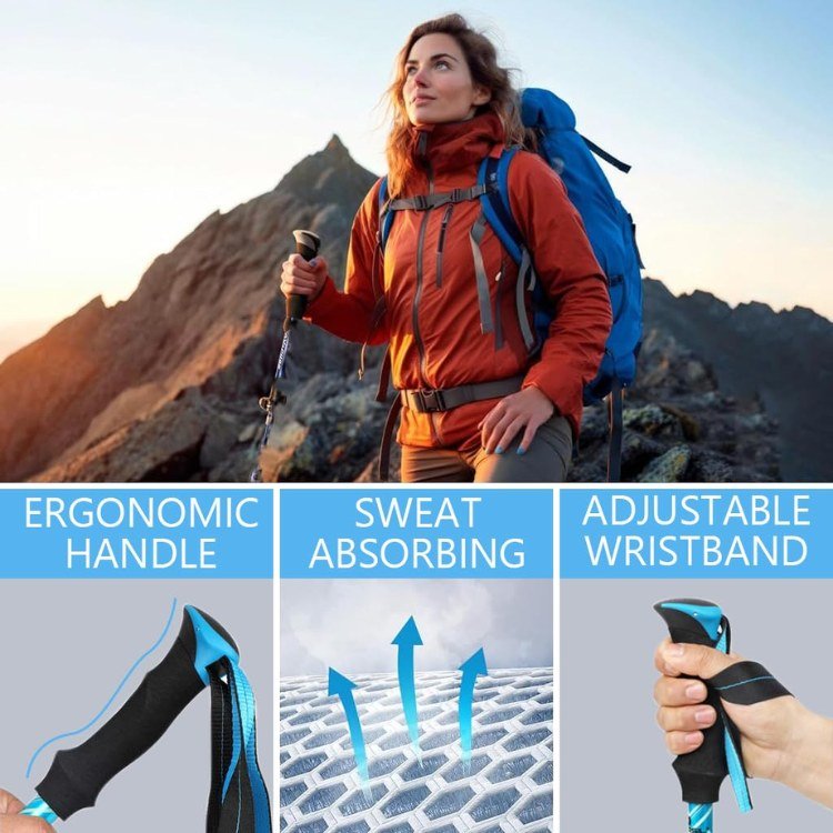 Skanto | Ergonomische Wanderstöcke | Ultraleicht, verstellbar & rutschfester Griff für Wander-, Trekking- & Rucksackabenteuer
