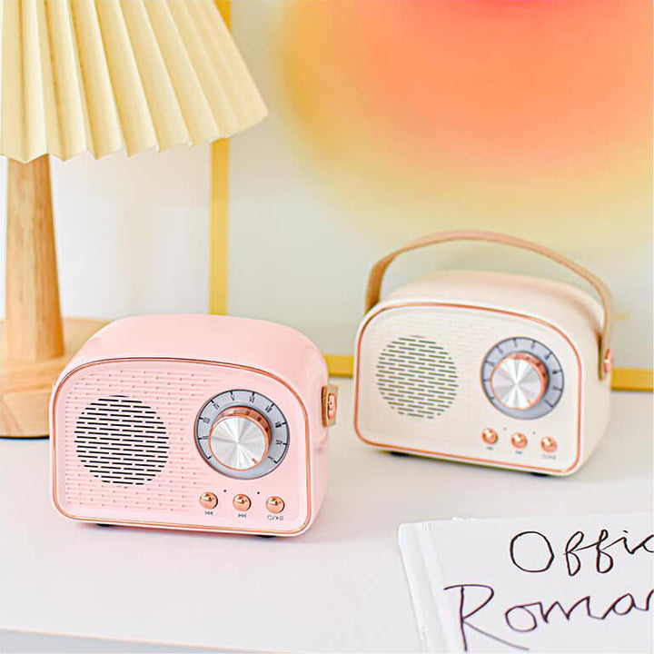 Skanto | Retro Runder Radio Bluetooth Lautsprecher | Kabellos | Tragbar | Stylischer Sound für Zuhause und unterwegs