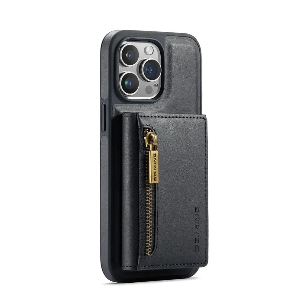 Skanto | RFID iPhone Wallet Case | Abnehmbare magnetische Leder-Autohalterung Stoßfeste Hülle
