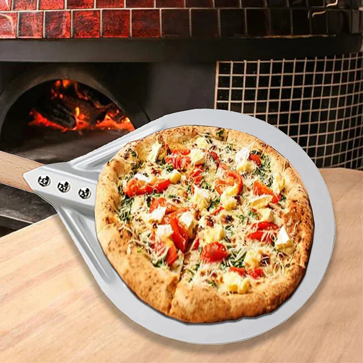 Skanto | Runder Pizzawender Pizzaschaufel mit Holzgriff Pizzaschieber