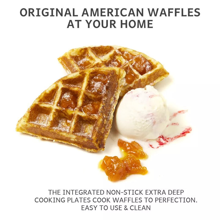 Skanto | Tiefes Waffeleisen | Antihaftbeschichtet, einstellbare Temperatur & kompaktes Design für hausgemachte belgische Waffeln