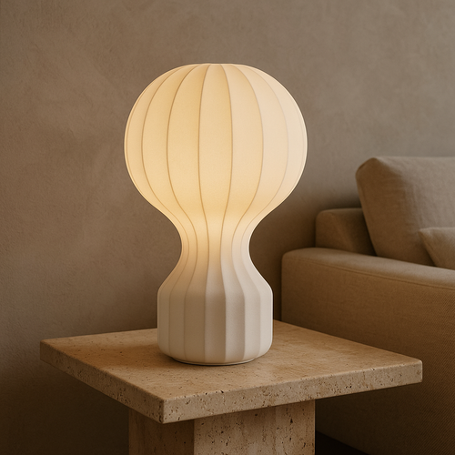 Skanto | Silka | Wabi Sabi Seiden-Tischlampe – Warmes LED-Licht