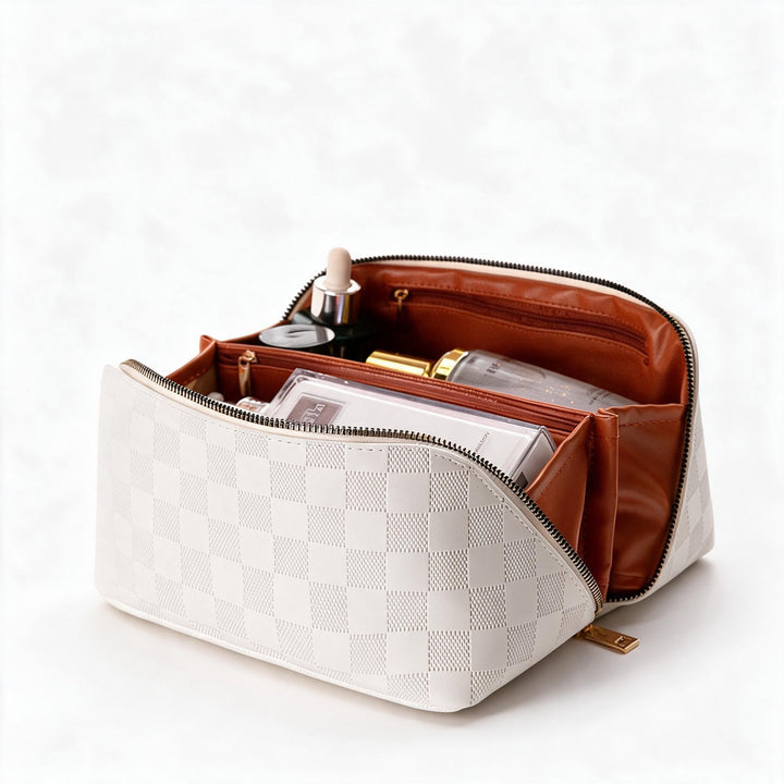 Luxus Checkered Make-up Kosmetiktasche