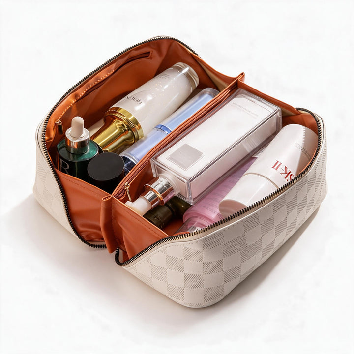 Luxus Checkered Make-up Kosmetiktasche