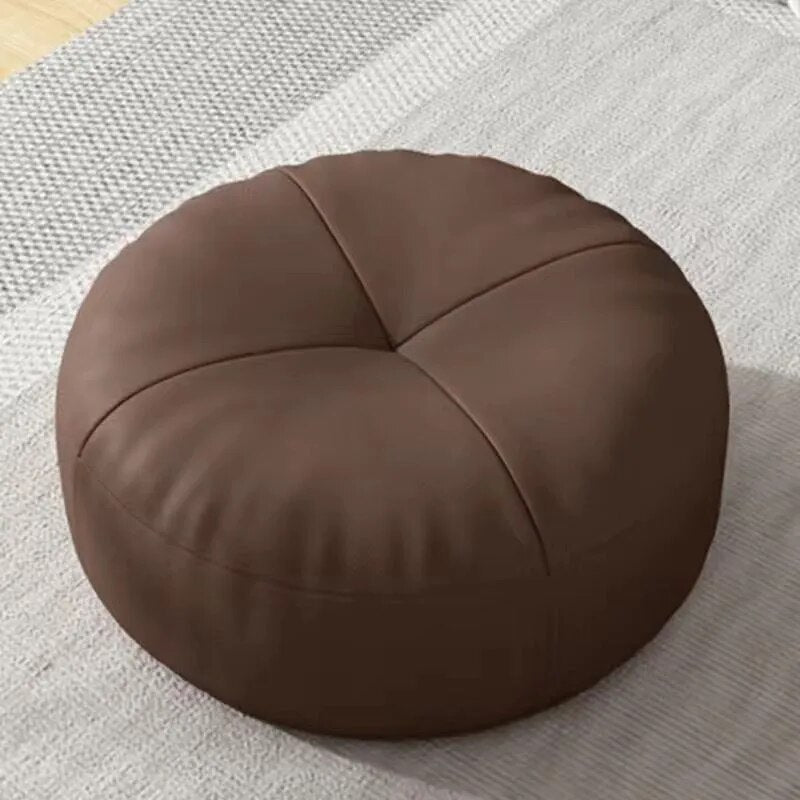 Skanto | Zen Kissen – Rundes japanisches Bodenkissen aus Nappaleder, Tatami-Stil
