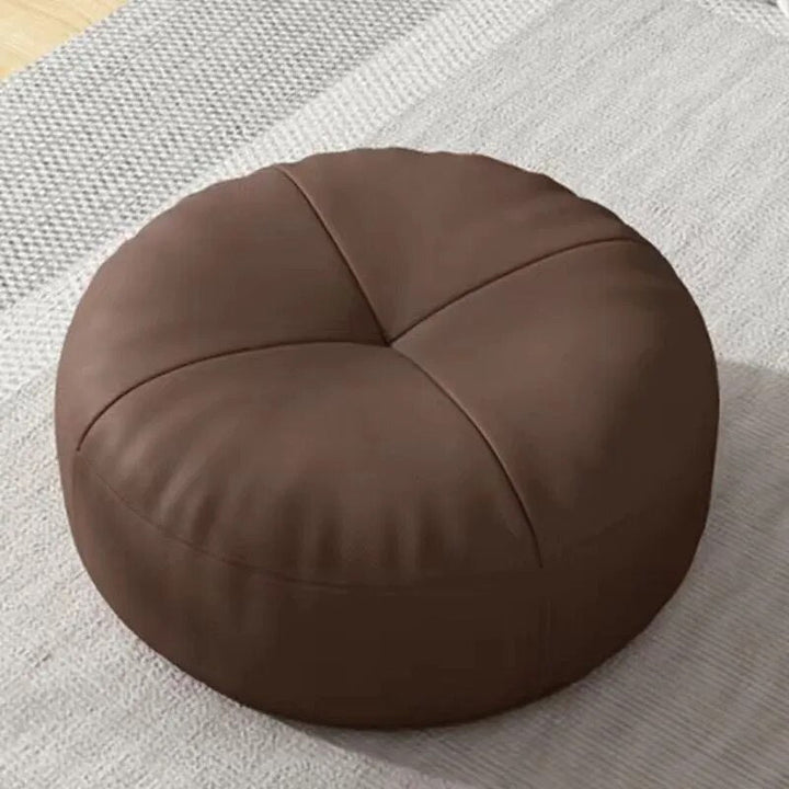 Skanto | Zen Kissen – Rundes japanisches Bodenkissen aus Nappaleder, Tatami-Stil