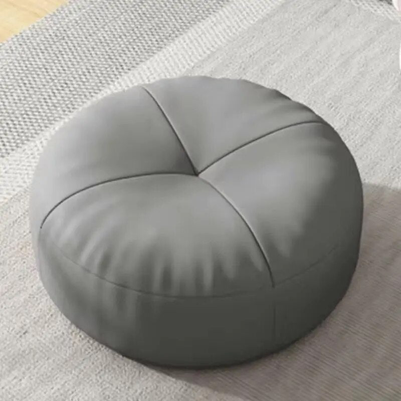 Skanto | Zen Kissen – Rundes japanisches Bodenkissen aus Nappaleder, Tatami-Stil