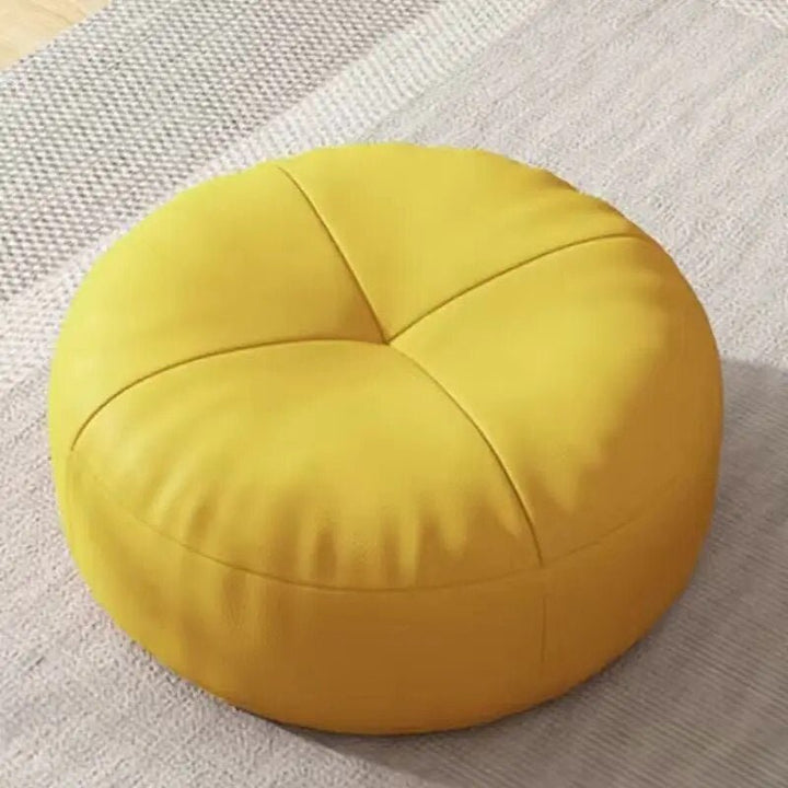 Skanto | Zen Kissen – Rundes japanisches Bodenkissen aus Nappaleder, Tatami-Stil
