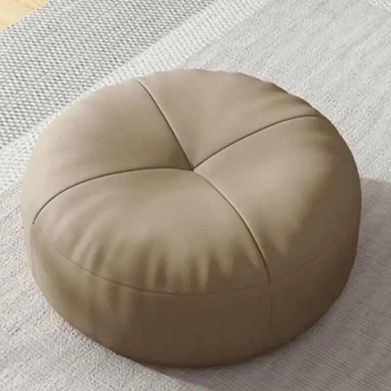 Skanto | Zen Kissen – Rundes japanisches Bodenkissen aus Nappaleder, Tatami-Stil