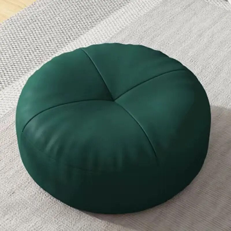 Skanto | Zen Kissen – Rundes japanisches Bodenkissen aus Nappaleder, Tatami-Stil
