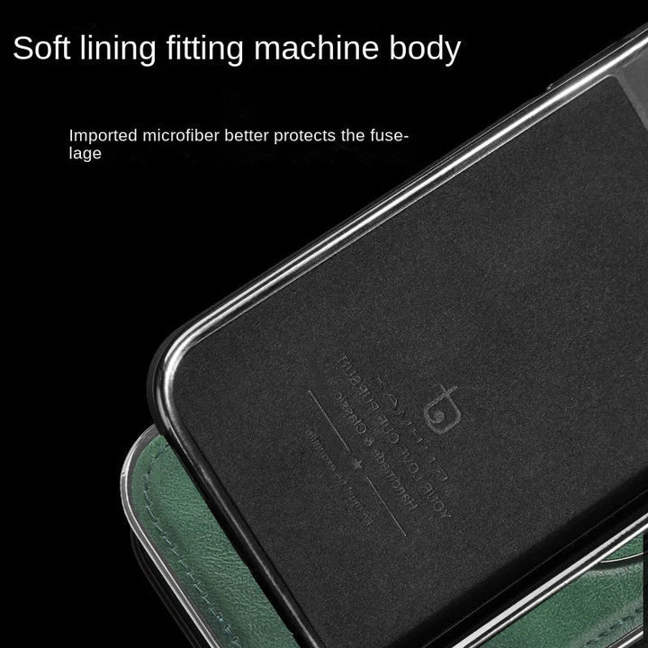 Luxuriöse Lederhülle mit integriertem, klappbarem Ring-Ständer für das iPhone