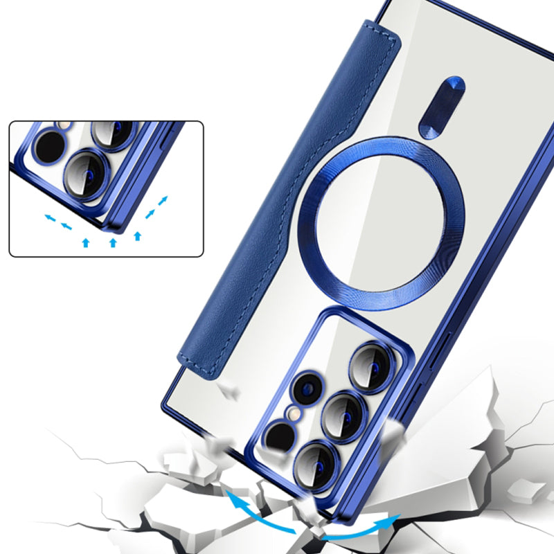 Magnetische Samsung Flip-Hülle | Lederoptik mit Kartenfach
