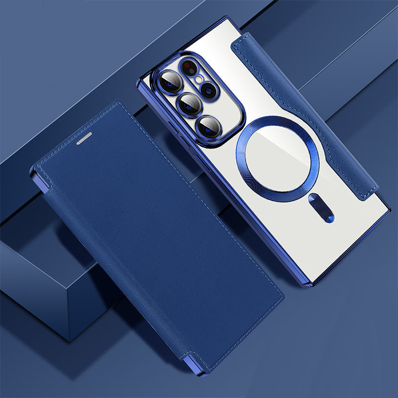 Magnetische Samsung Flip-Hülle | Lederoptik mit Kartenfach