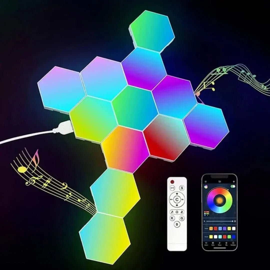 Skanto | Interaktive hexagonale LED-Paneele mit RGB-Farbsteuerung und Musik-Synchronisation