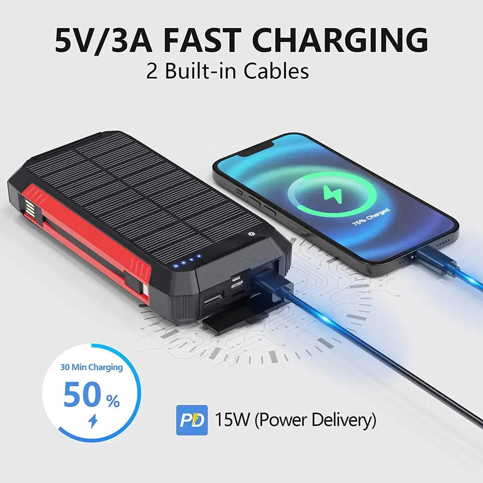 Skanto | 30000mAh Solar-Ladegerät, kabellose wasserdichte Powerbank extern