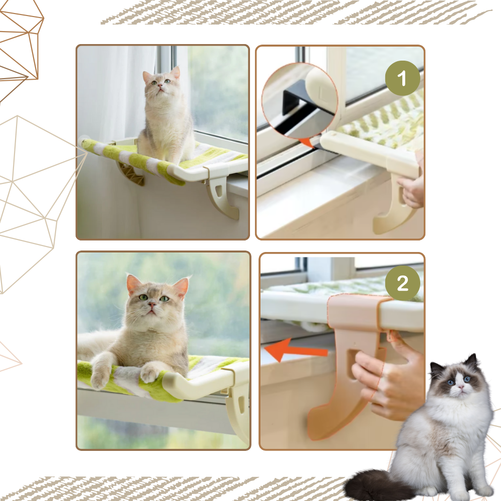 Werkzeugloses Katzenbett und Fensterliege