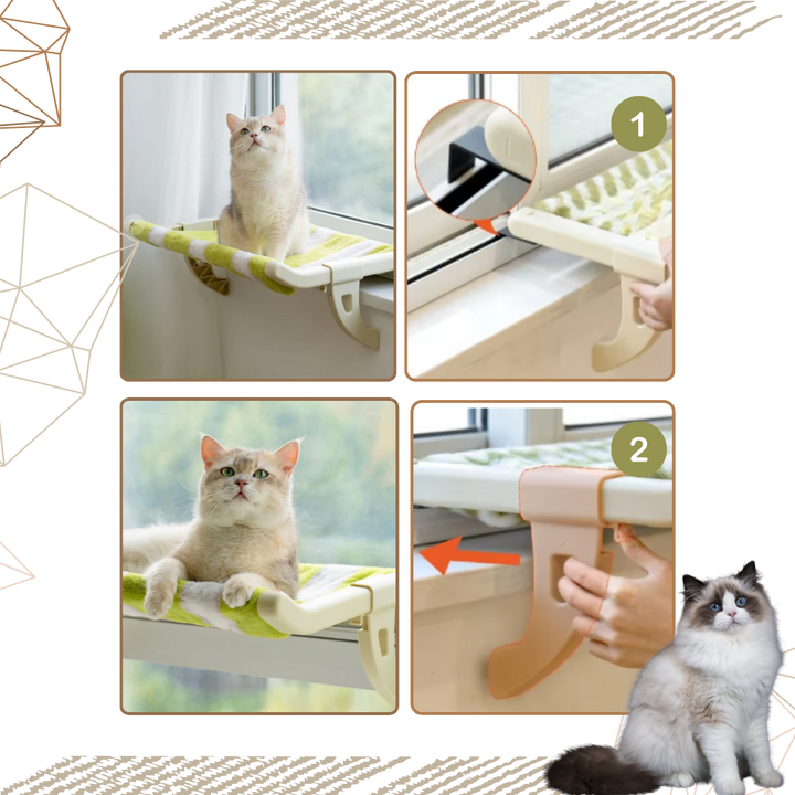 Werkzeugloses Katzenbett und Fensterliege