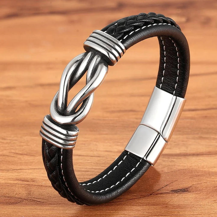 Skanto | Unisex Ewiger Liebesknoten-Lederarmband