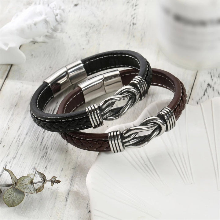 Skanto | Unisex Ewiger Liebesknoten-Lederarmband