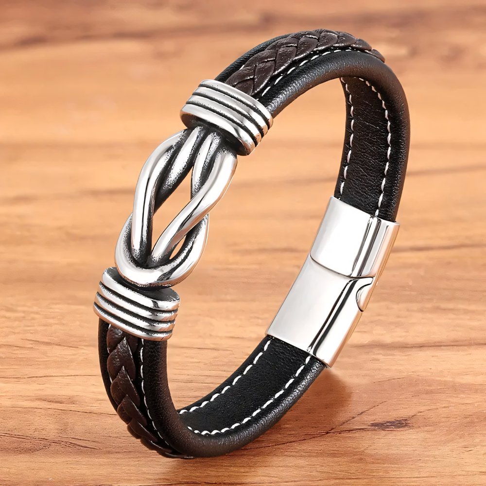 Skanto | Unisex Ewiger Liebesknoten-Lederarmband
