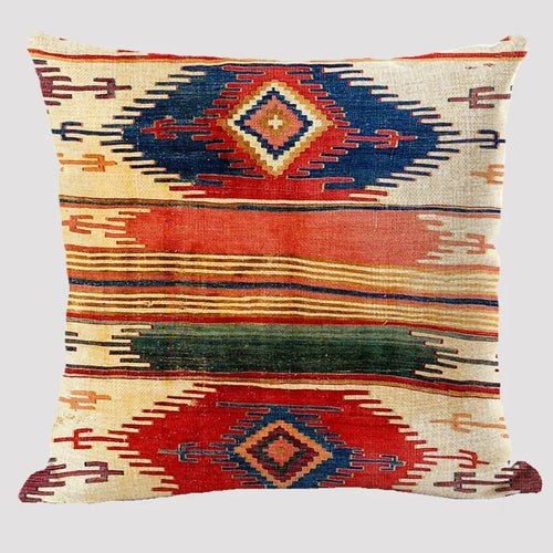 Skanto | BohoLoom Mehrfarbiger Leinen-Kissenbezug | Boho-Chic Design | Deko für Wohn- & Schlafzimmer