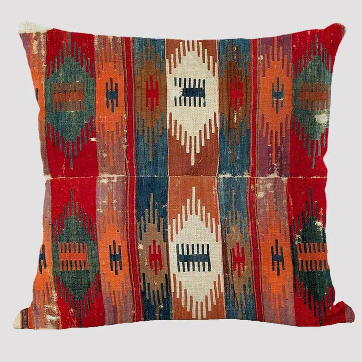 Skanto | BohoLoom Mehrfarbiger Leinen-Kissenbezug | Boho-Chic Design | Deko für Wohn- & Schlafzimmer