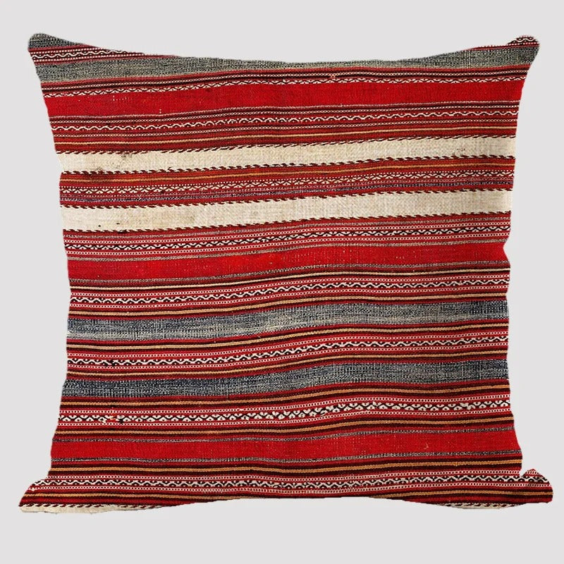 Skanto | BohoLoom Mehrfarbiger Leinen-Kissenbezug | Boho-Chic Design | Deko für Wohn- & Schlafzimmer