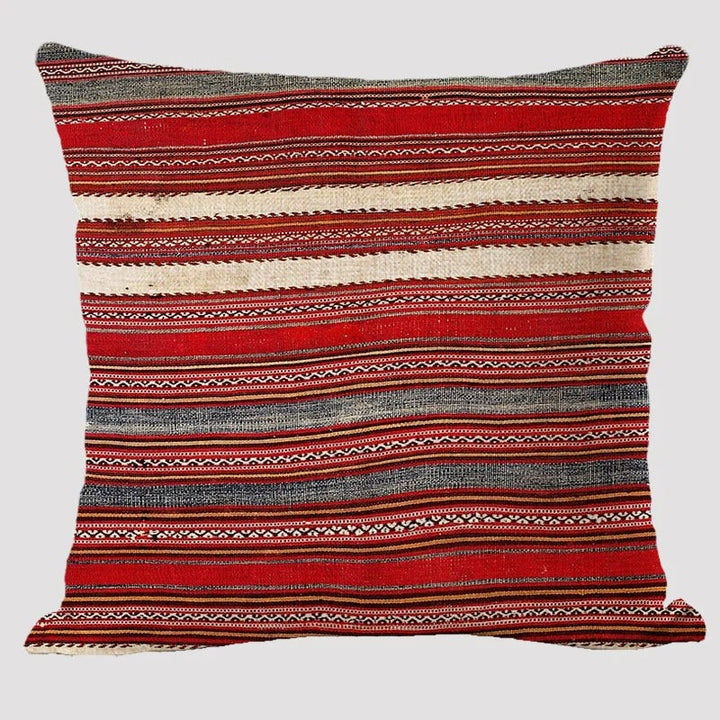Skanto | BohoLoom Mehrfarbiger Leinen-Kissenbezug | Boho-Chic Design | Deko für Wohn- & Schlafzimmer