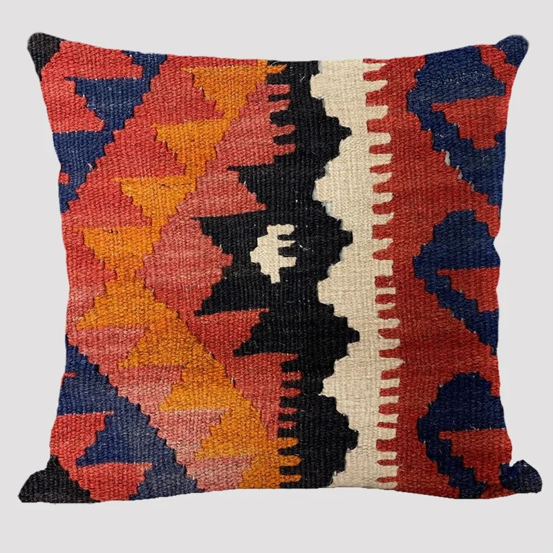 Skanto | BohoLoom Mehrfarbiger Leinen-Kissenbezug | Boho-Chic Design | Deko für Wohn- & Schlafzimmer