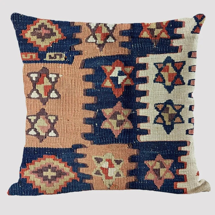 Skanto | BohoLoom Mehrfarbiger Leinen-Kissenbezug | Boho-Chic Design | Deko für Wohn- & Schlafzimmer