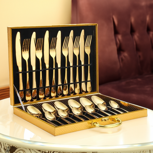 Skanto | Opulentes Gold-Besteckset – Das elegante 24-teilige Gold- und Silber-Besteckset