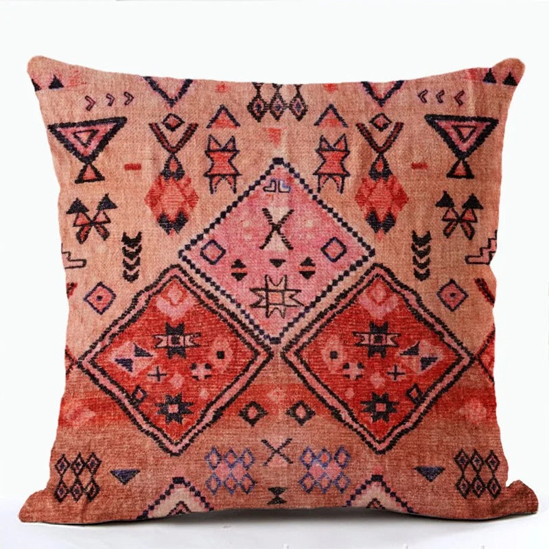 Skanto | BohoLoom Mehrfarbiger Leinen-Kissenbezug | Boho-Chic Design | Deko für Wohn- & Schlafzimmer