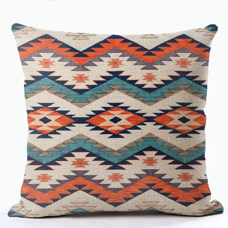 Skanto | BohoLoom Mehrfarbiger Leinen-Kissenbezug | Boho-Chic Design | Deko für Wohn- & Schlafzimmer