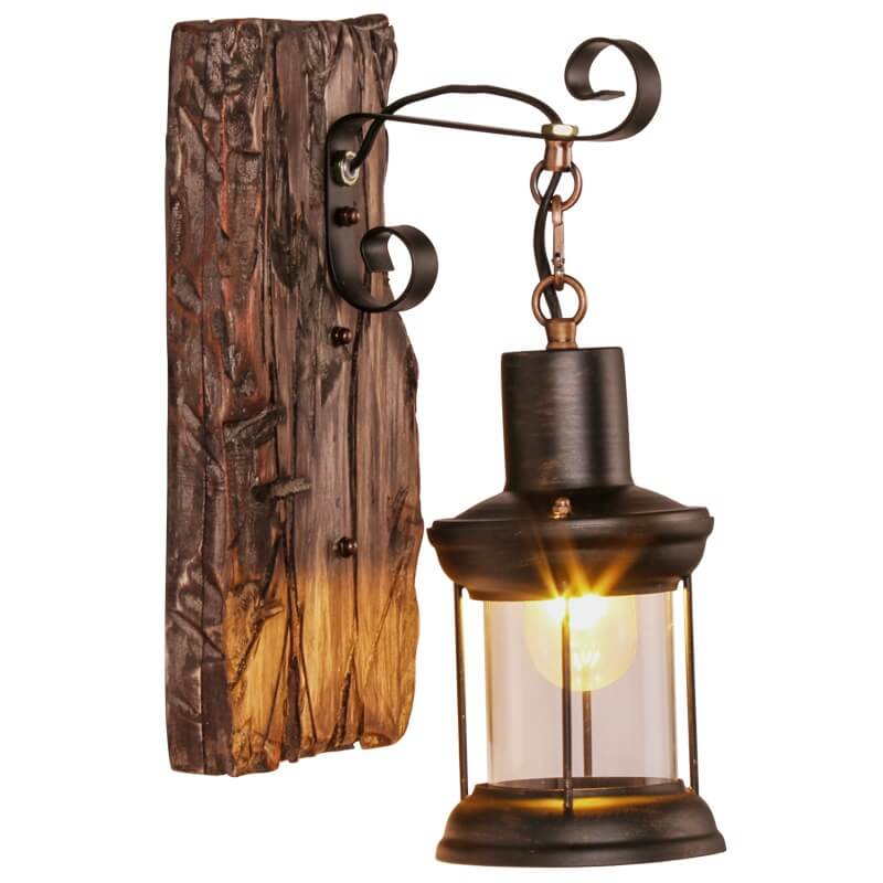 Skanto | Veritas - Wandlampe mit Holzsockel und Glasdesign