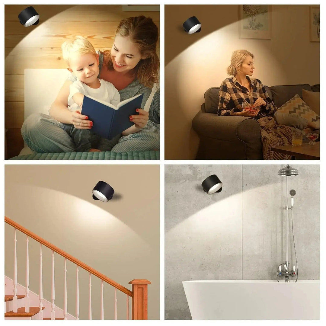 Skanto | Batteriebetriebene Wandleuchte | Wiederaufladbar, 360° verstellbar & kabellos für Schlafzimmer, Flure & Leseecken