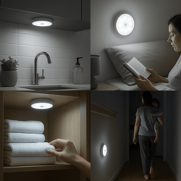 Skanto | Wiederaufladbare LED-Leuchte mit Bewegungssensor | Energiesparend, USB-wiederaufladbar & Ideal für Gehwege, Treppen, Kleiderschränke & Schränke